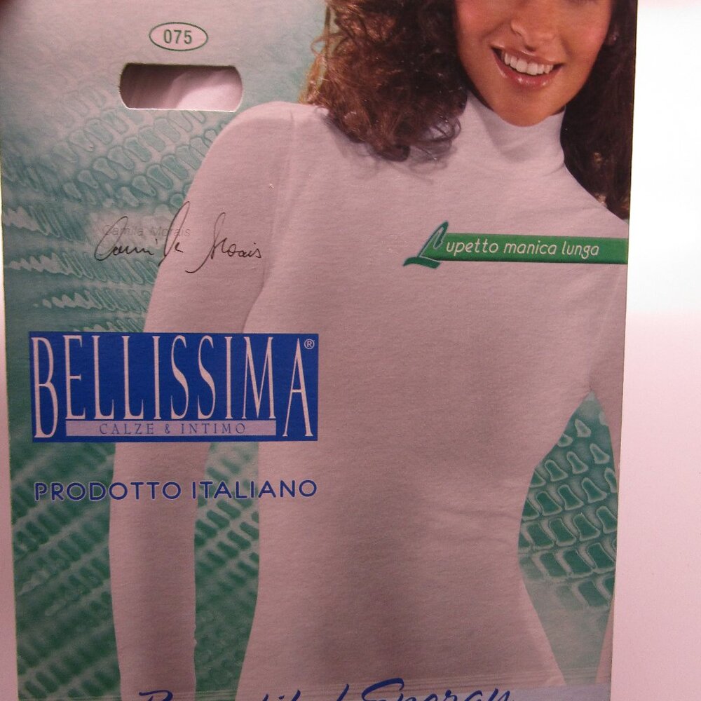 BELLISSIMA Made in Italy White Turtleneck Shirt Pullover---L/XL--BNIB
